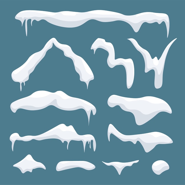 Premium Vector Snow Caps With Icicles Snowballs Snowdrifts Snowy And