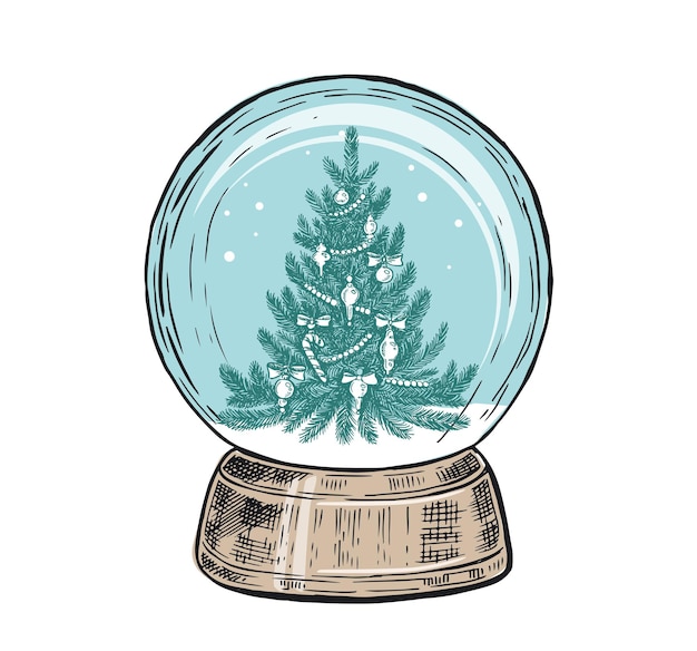 Premium Vector Snow globe hand drawn illustration