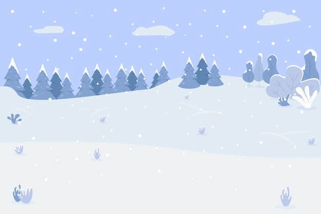 Premium Vector | Snow hills semi flat . winter scenery. place with ...