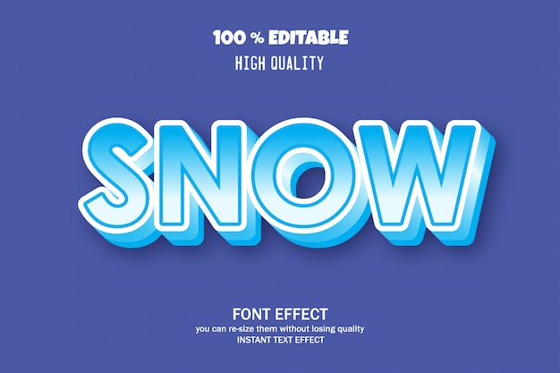 Premium Vector | Snow text, editable font effect