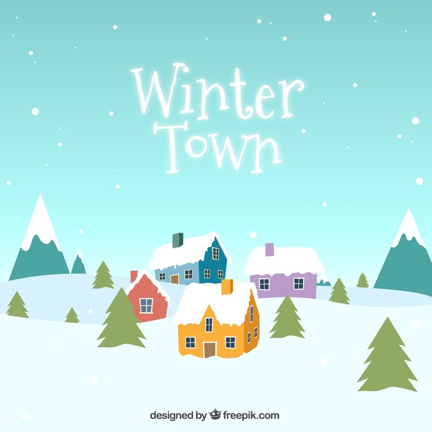 Snow winter town Vector | Free Download