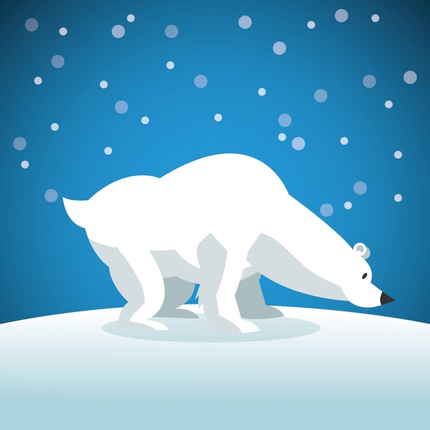 Premium Vector | Snowbear cartoon over snowing background