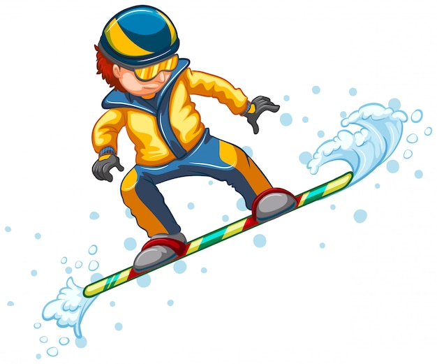 Free Vector | Snowboard jumping isolated on white