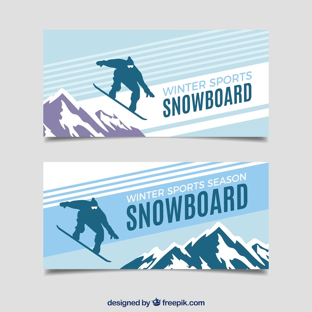 Snowboard winter sports concept banners