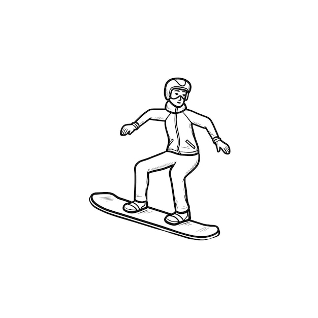 Premium Vector | Snowboarder hand drawn outline doodle icon ...