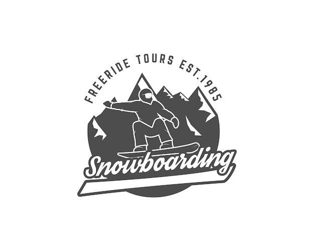 Premium Vector | Snowboarding logo and label template