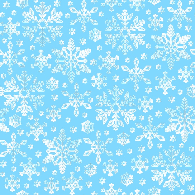 スノーフレークのシームレスなパターン 冬ライン雪背景 紙のラップ プレミアムベクター