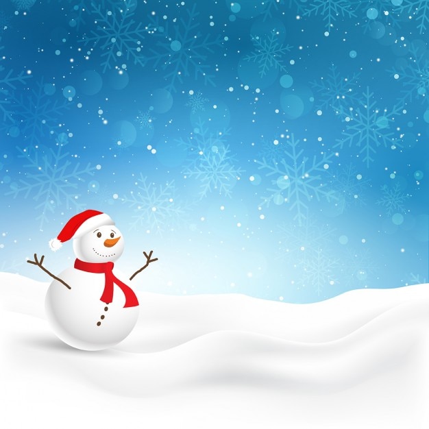 Free Vector | Snowman on a blue background