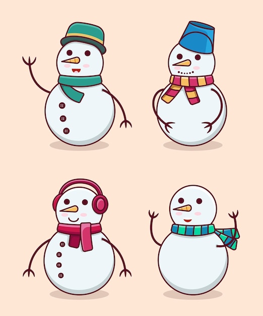 Premium Vector Snowman Character Set Collection Premium Vector