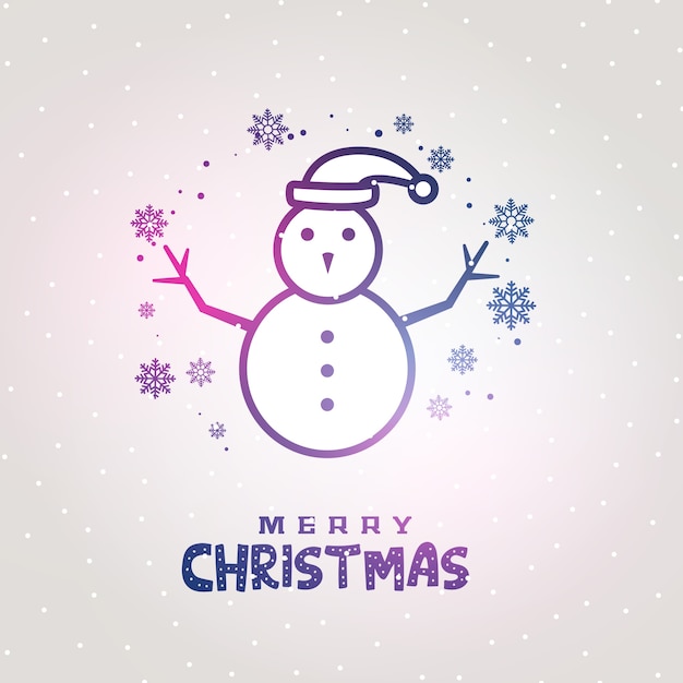 Snowman design made with lines with snowflakes background