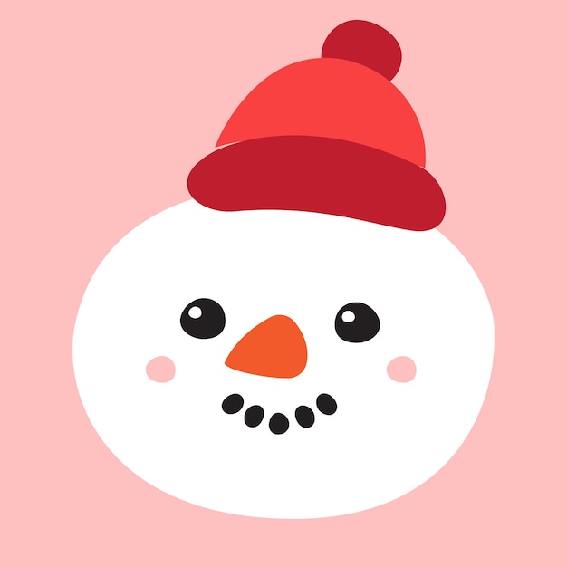 Premium Vector | Snowman face isolated on pink background