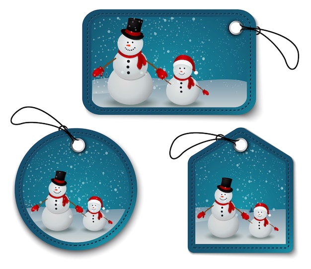 Download Snowman family in christmas winter scene with sign ...