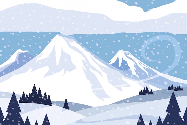 Premium Vector | Snowscape nature scene background