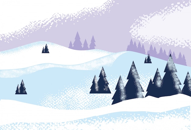 Premium Vector | Snowscape nature scene nature background