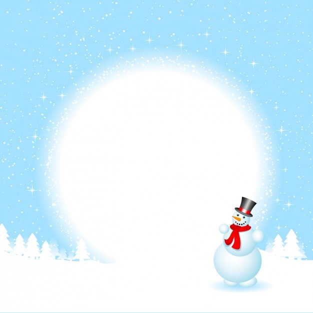 Snowy forest background with a snowman