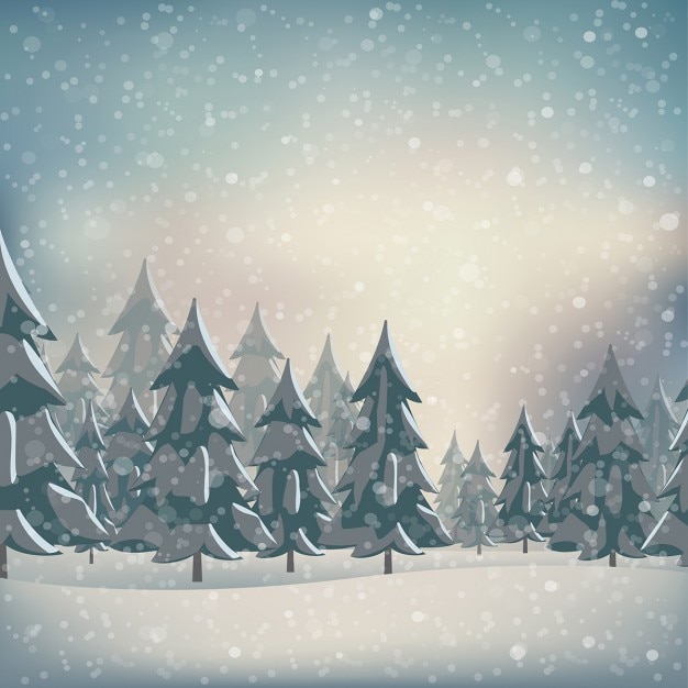 A snowy forest Vector | Free Download