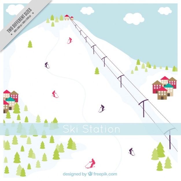 Free Vector | Snowy high mountain background and ski resort