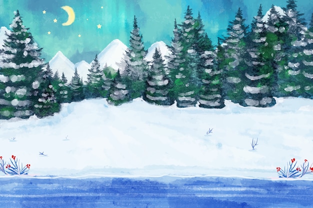 Download Snowy winter landscape Vector | Free Download