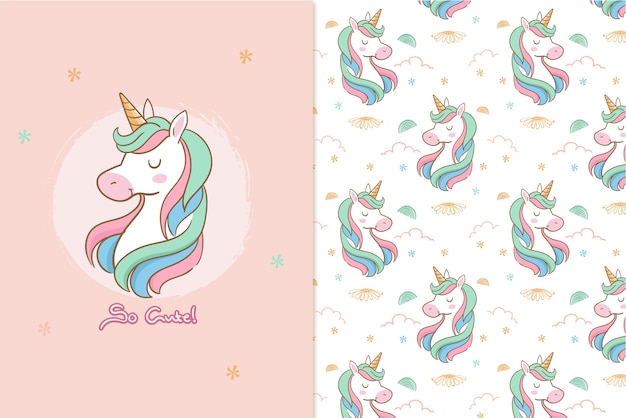 So cute unicorn  pattern Premium Vector