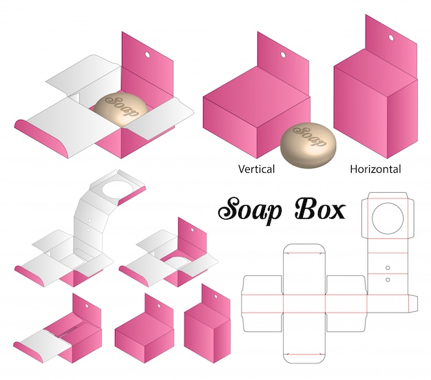 Soap box packaging die cut template design. Vector Premium Download