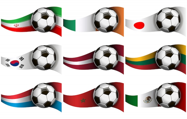 Soccer ball and flags Premium Vector