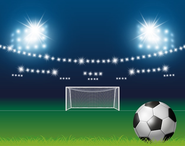 Premium Vector Soccer Ball And Goal With Spotlight Background In Stadium