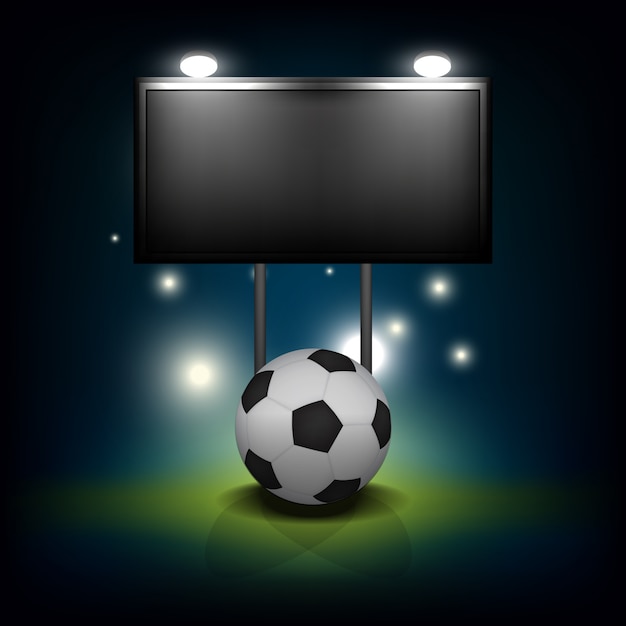 Soccer ball with blank scoreboard | Premium Vector