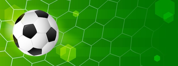 Premium Vector Soccer Banner Ball In Football Goal Net Background
