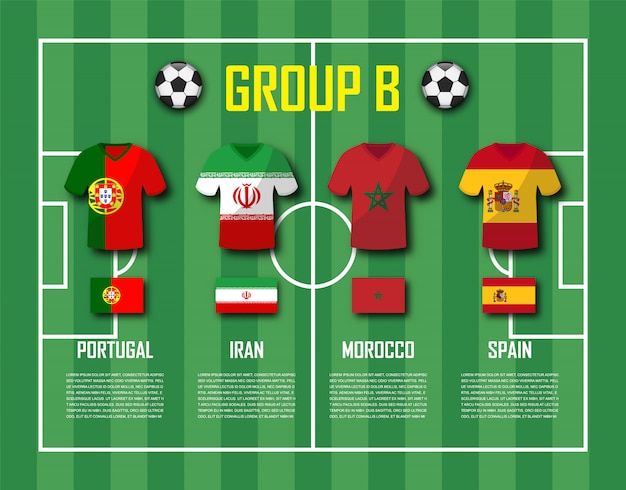 Soccer cup 2018 team group B  Premium Vector