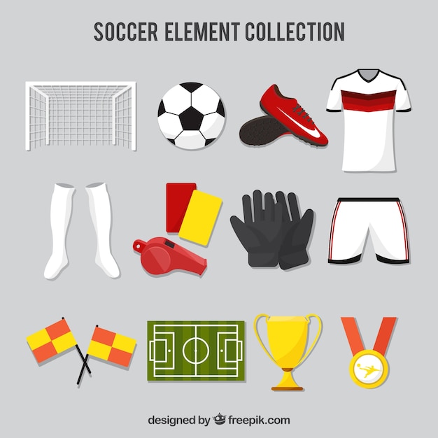 Soccer elements collection with
equipment