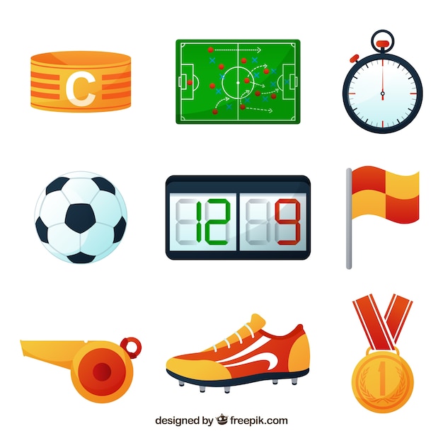 Soccer elements collection with
equipment