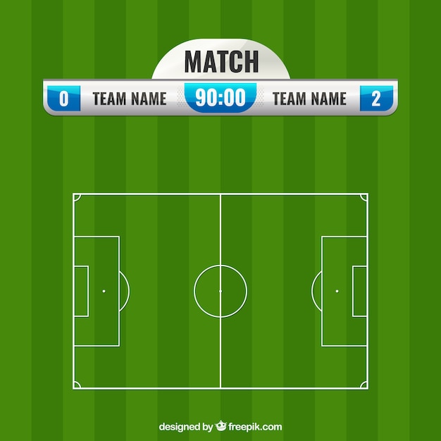 Soccer field background with scoreboard Free Vector