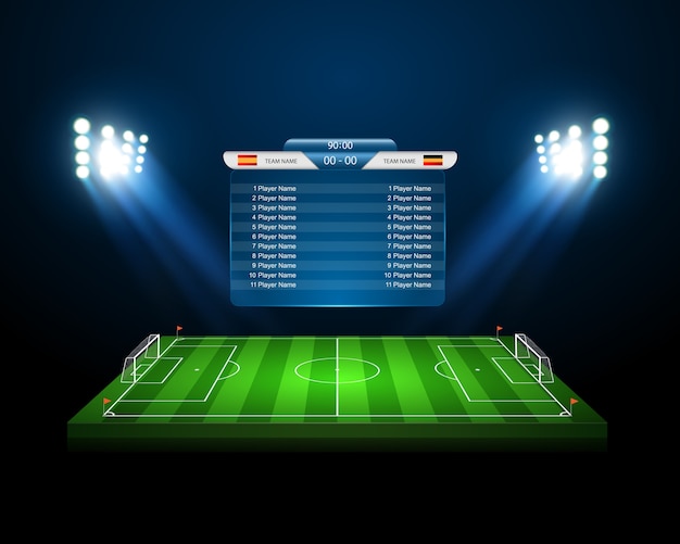 Premium Vector | Soccer field with scoreboard