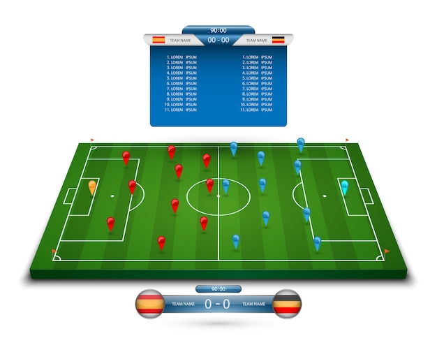 Premium Vector | Soccer field with scoreboard.