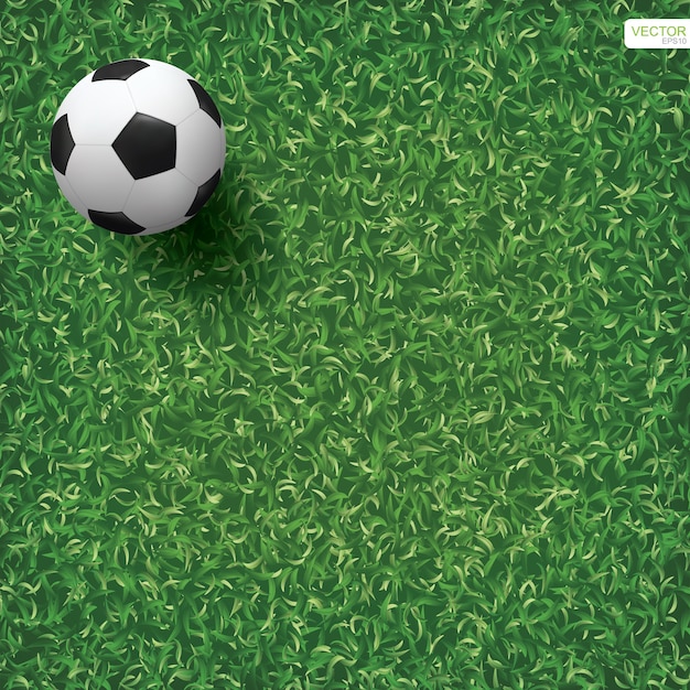 Premium Vector Soccer Football Ball On Green Grass Of Soccer Field Background