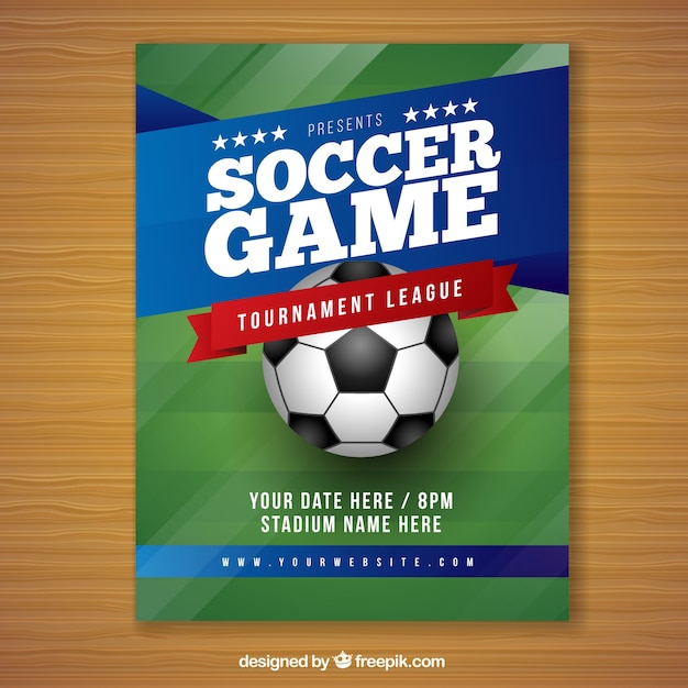 Soccer game flyer in realistic style