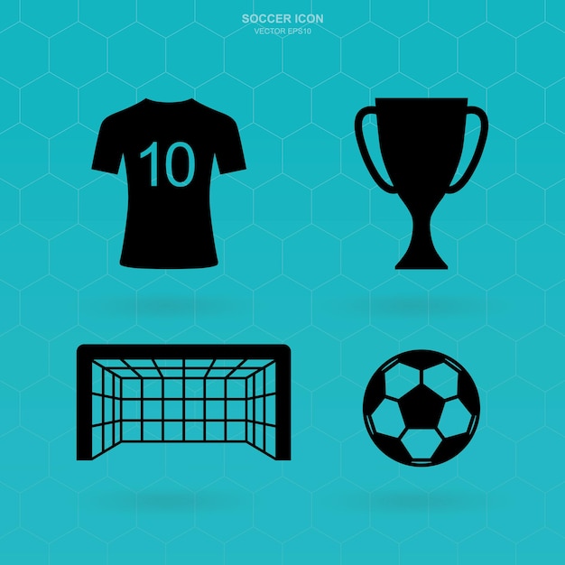 サッカーアイコンセット 抽象的なサッカーのサインとシンボル ベクトルイラスト プレミアムベクター