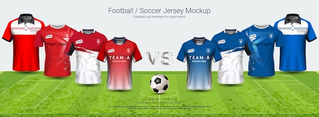 Download Soccer jersey mock-up template | Premium Vector