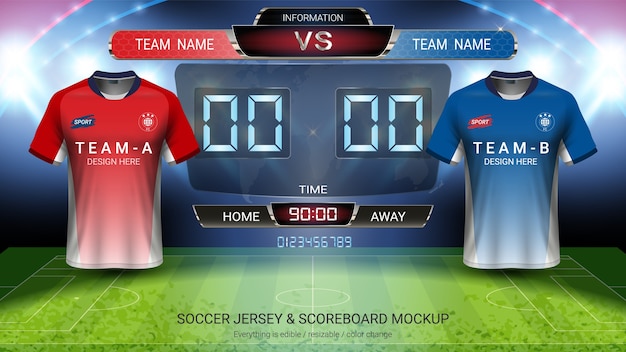 Download Soccer jersey mock-up with digital timing scoreboard ...