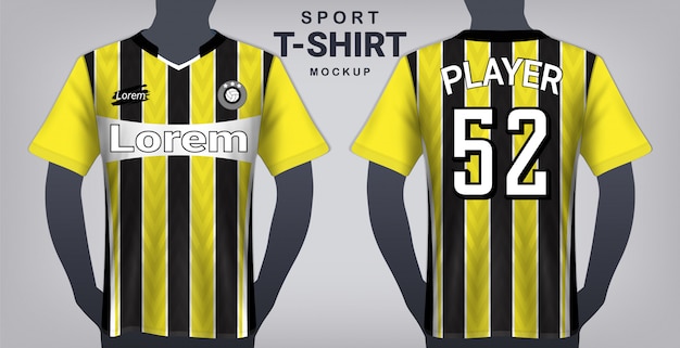 Download Soccer jersey and sport t-shirt mockup template. Vector ... PSD Mockup Templates