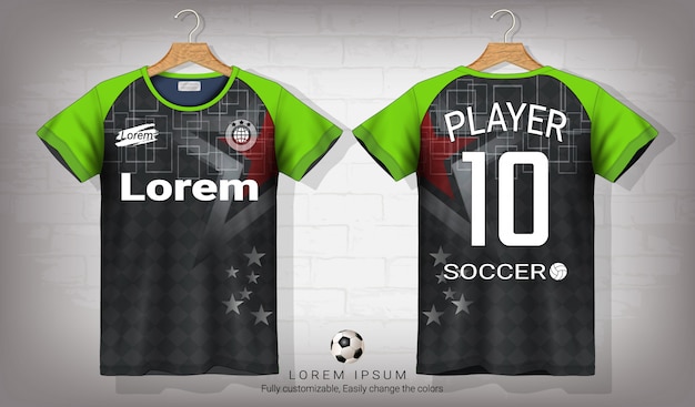 Soccer jersey and t-shirt sport mockup template. Premium Vector