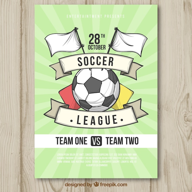 Soccer league flyer in hand drawn style