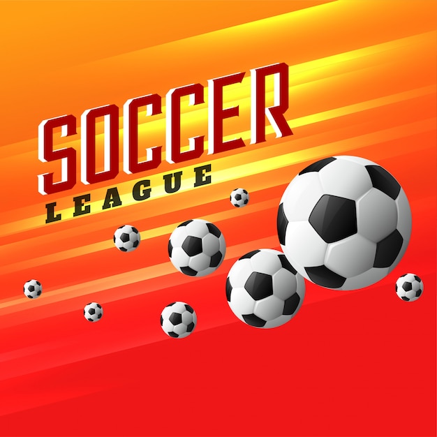 Soccer league sports background with flying\
football