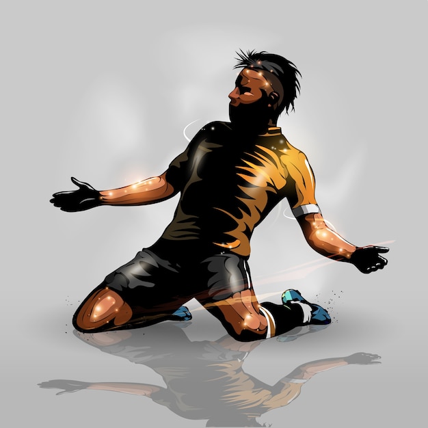 Premium Vector | Soccer player scoring goal