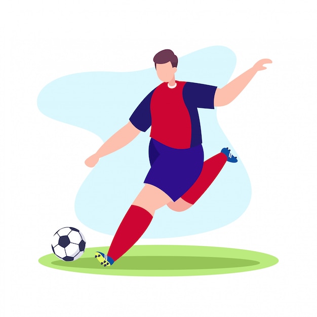 Premium Vector | Soccer player shot the ball