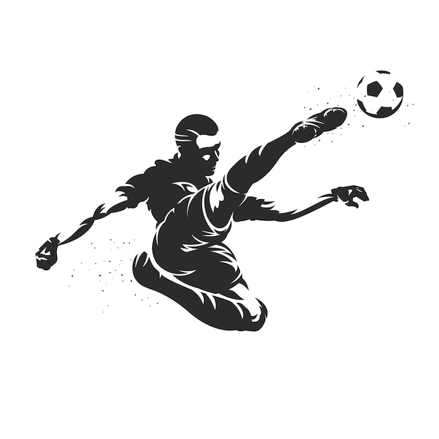 サッカー選手のシルエットイラスト プレミアムベクター