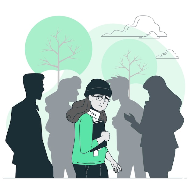 Social anxiety concept illustration Free Vector