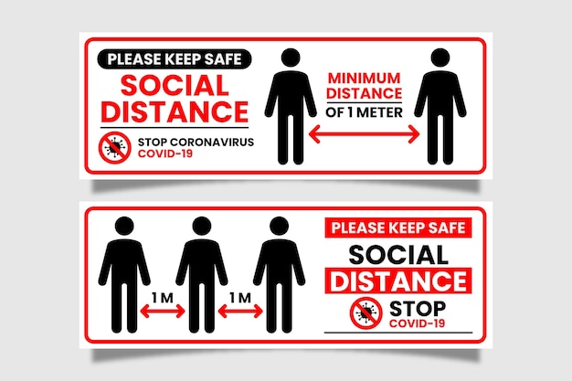 Free Vector Social Distance Banner Sign