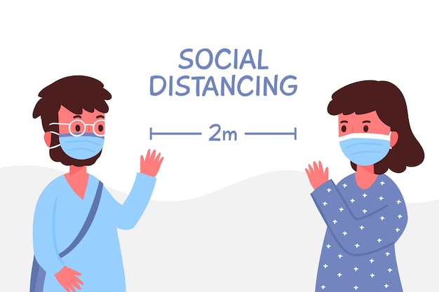 Social distancing illustration concept Free Vector