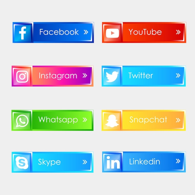 Premium Vector | Social media 3d glossy icons